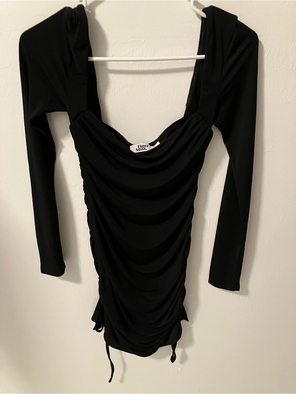 Tiger Mist Black Ruched Long Sleeve Crop Top